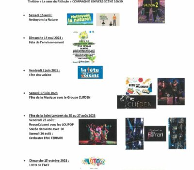 AGENDA 2023 – Association Culturelle et Festive