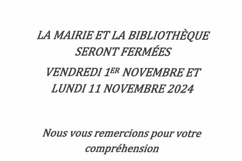 Fermeture mairie et bibliothèque