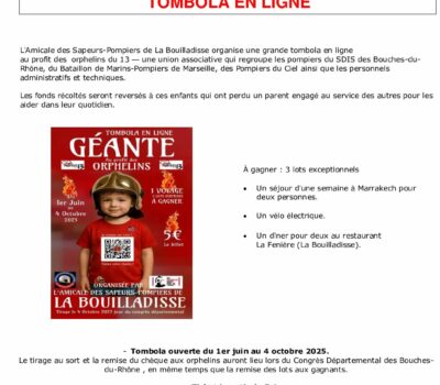TOMBOLA de l’Amicale des Sapeurs-Pompiers de La Bouilladisse 