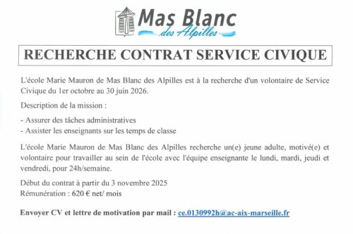 L’école de Mas Blanc recherche un volontaire pour un service civique