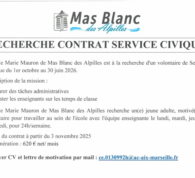 L’école de Mas Blanc recherche un volontaire pour un service civique