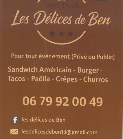 Retrouvez LES DÉLICES DE BEN dès le mardi 9 décembre et tous les mardis soir suivant sur la Place de la Mairie !